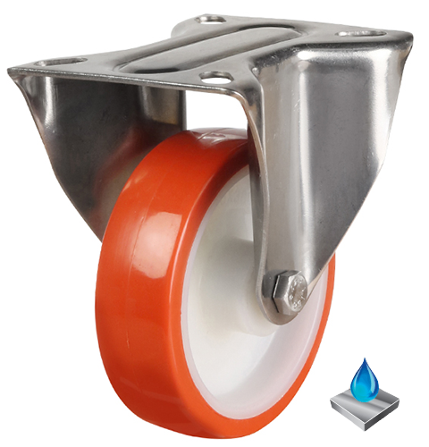 160mm Stainless Steel Polyurethane Fixed Castor [320kg max load]