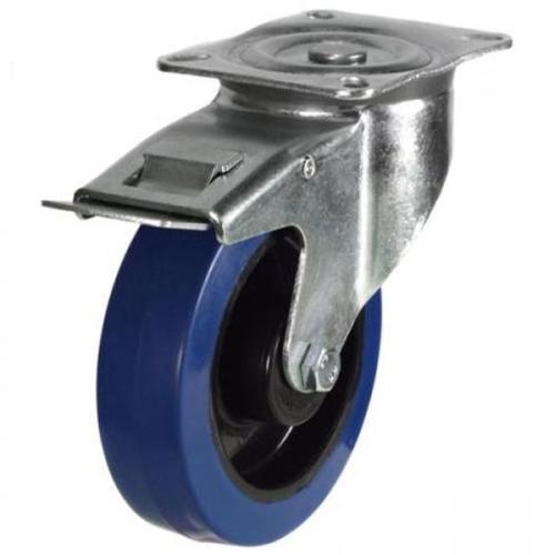 160mm Non-Marking Rubber Swivel Braked Castor [350kg max load]