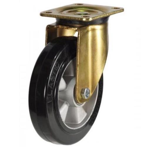 200mm Elastic Rubber Swivel Castor [450kg max load]