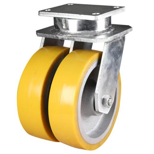 200mm Polyurethane on Cast Iron Swivel Castor [3600kg max load]