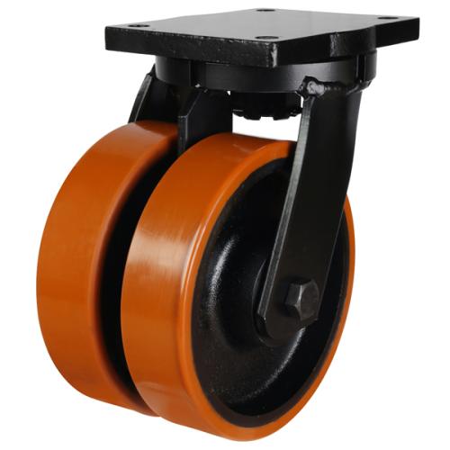 250mm Polyurethane on Cast Iron Swivel Castor [2500kg max load]