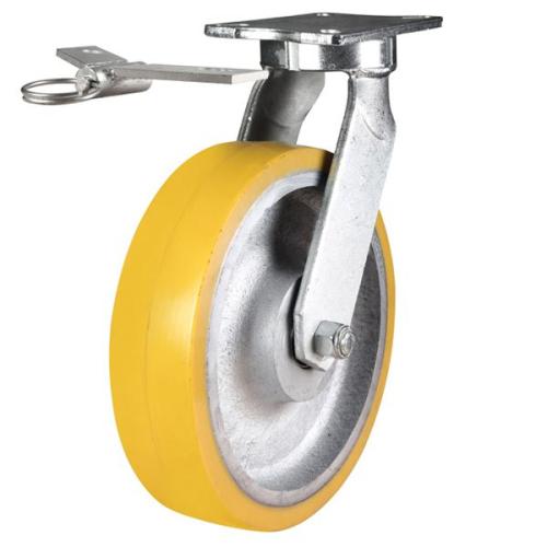 300mm Polyurethane on Cast Iron Swivel Castor [2500kg max load]