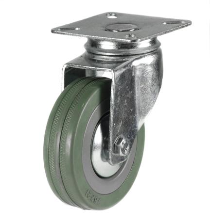 Light Duty 50mm Non-Marking Grey Rubber Swivel Castor - 40kg Load