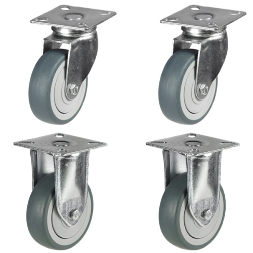 50mm Non-Marking Rubber Castors - 2 Swivel & 2 Fixed (Set of 4)