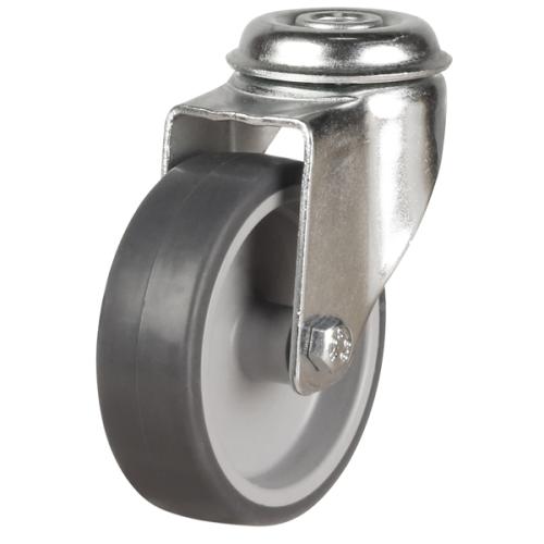 50mm Non-Marking Rubber Swivel Bolt Hole Castor [40kg max load]