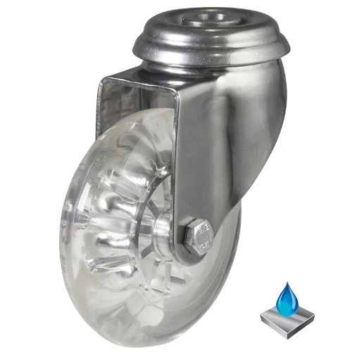 75mm Stainless Steel Non-Marking Bolt Hole Swivel Castor [50kg max load]