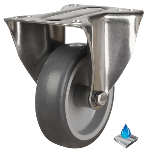 80mm Non-Marking Rubber Fixed Castor [60kg max load]