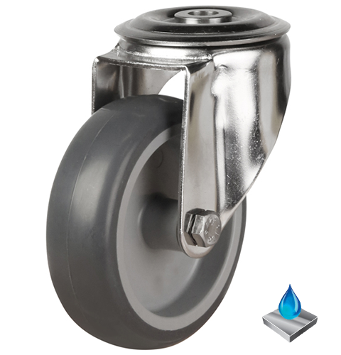 80mm Non-Marking Rubber Swivel Castor [60kg max load]