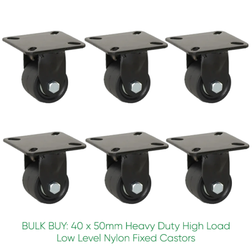 BULK BUY / 50mm Low Level Nylon Fixed Castor | 300kg