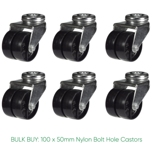 BULK BUY / 50mm Nylon Bolt Hole Castor | 60kg