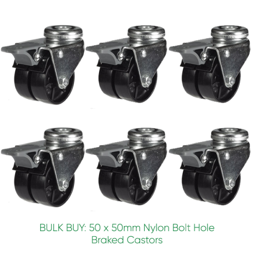 BULK BUY / 50mm Nylon Braked Castor | 60kg
