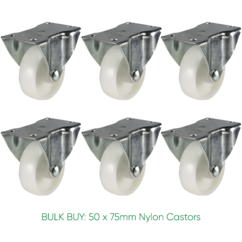BULK BUY / 75mm Nylon Fixed Castor | 140kg
