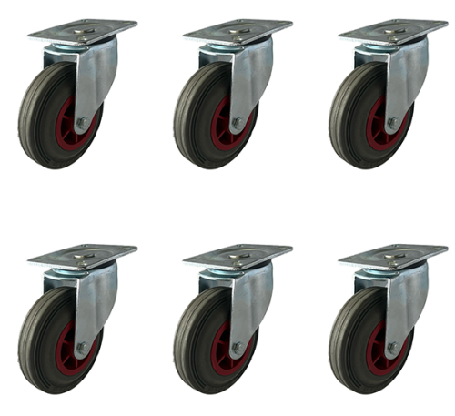 BULK BUY x 20 / 125mm Grey Rubber Swivel Castor | 100kg