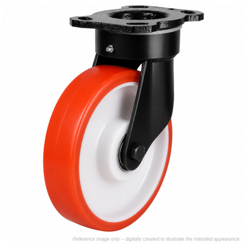 Heavy Duty 125mm Polyurethane on Nylon Swivel Castor - 500kg Load
