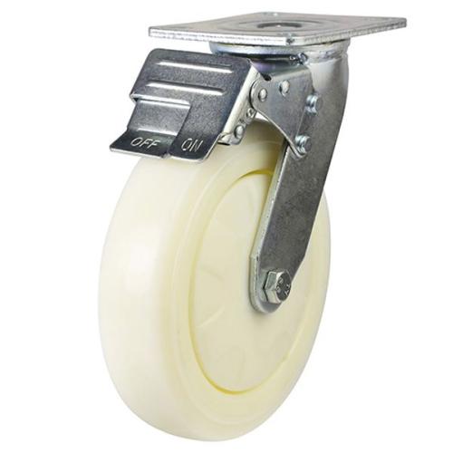 Heavy Duty 200mm Polypropylene Swivel Braked Castor - 400kg Load