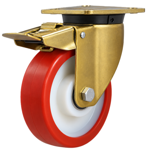 Heavy Duty 250mm Polyurethane on Nylon Swivel Braked Castor - 750kg Load