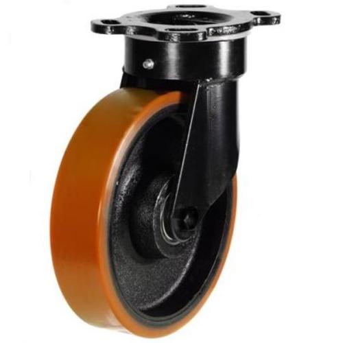 200mm Polyurethane on Cast Iron Swivel Castor [1000kg max load]