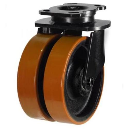 200mm Polyurethane on Cast Iron Swivel Castor [1500kg max load]