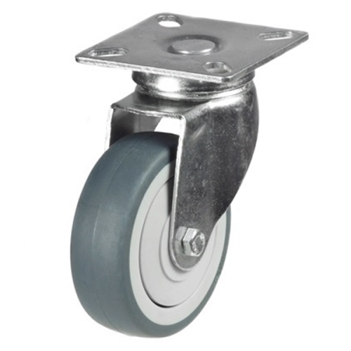 Light Duty 100mm Non-Marking Grey Rubber Swivel Castor - 80kg Load
