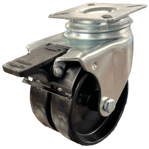 Light Duty 75mm Polypropylene Swivel Braked Castor - 80kg Load
