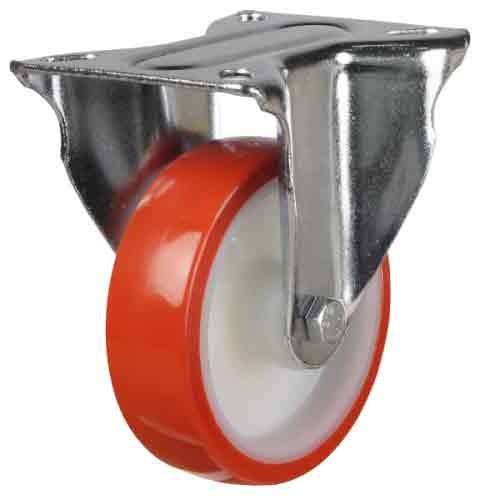 Heavy Duty 100mm Polyurethane on Nylon Fixed Castor - 300kg Load